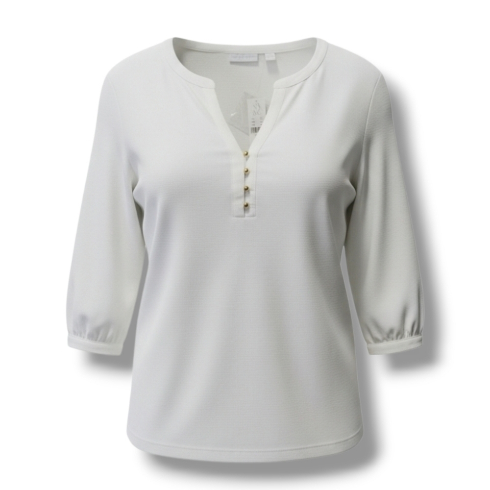 New York & Company Women’s White Stretch Blouse Small NWT Polyester Blend Top